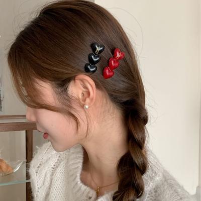 Süße süße Liebe Herz Pony Seite Clip koreanische Mode schöne Frauen Mädchen Entenschnabel Clip Haarnadel einfache Metall Haar Stil Zubehör