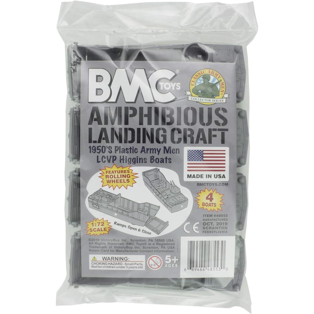 BMC Classic Marx Landing Craft 4pc Grey Plastic Army Men Boat Vehicles