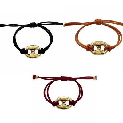 Elegantes Schweinenasen-Design Armband Weiche Polyesterkordel Verstellbares Armband Unisex Retro Herren Damen Handgelenkschmuck