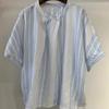 1116 Summer New Women's Crew Neck Japanese Cotton Shirt Loose Shirt Top Cardigan Striped Literary Short Sleeves