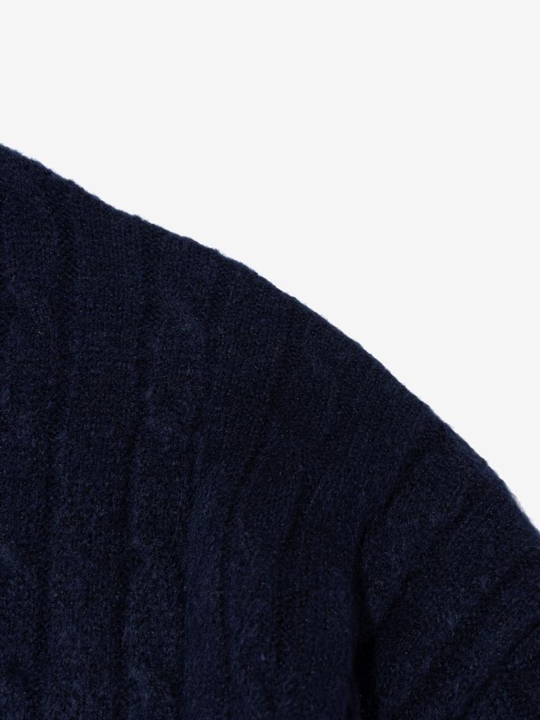 OTHERFITS Cable Henley Neck Round Knit (Navy)