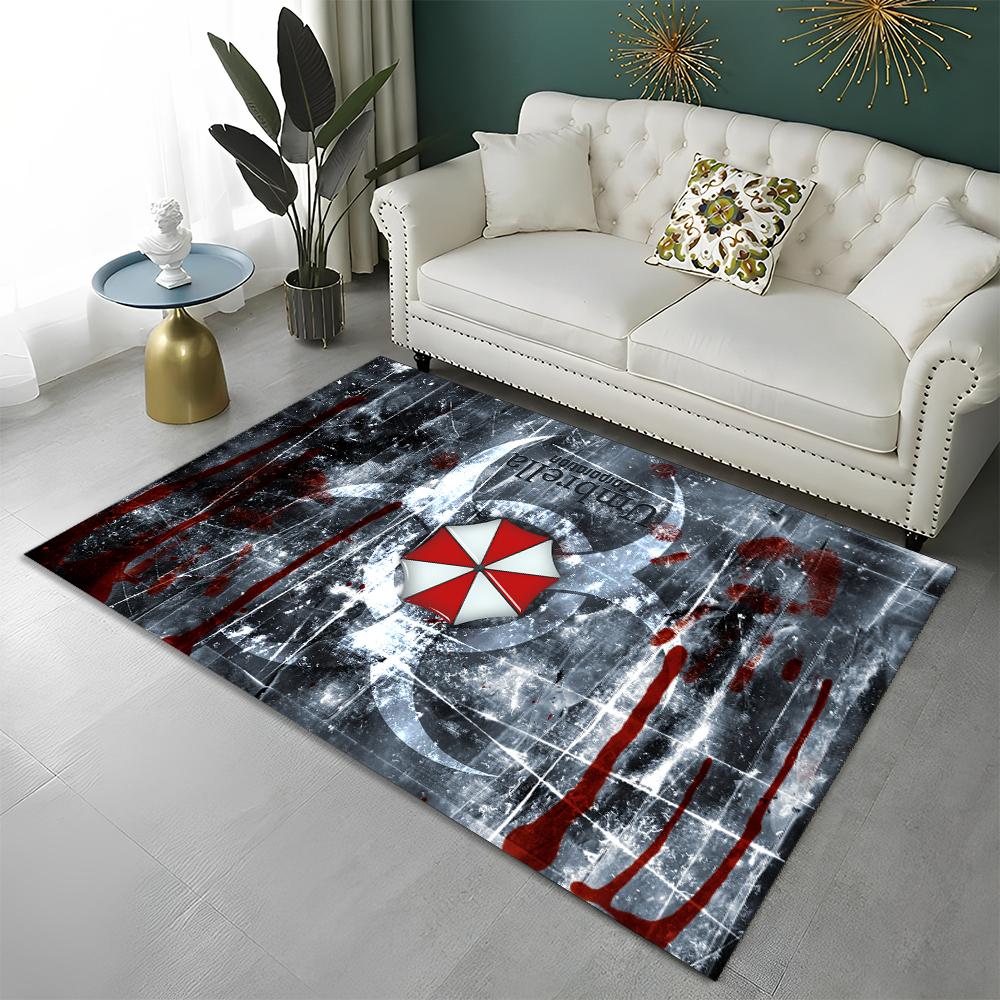 3D R-Resident Evil Gamer Spiele Teppich Teppich für Zuhause Wohnzimmer Schlafzimmer Sofa Fußmatte Dekor, Kinder Spielbereich Teppich Rutschfeste Bodenmatte