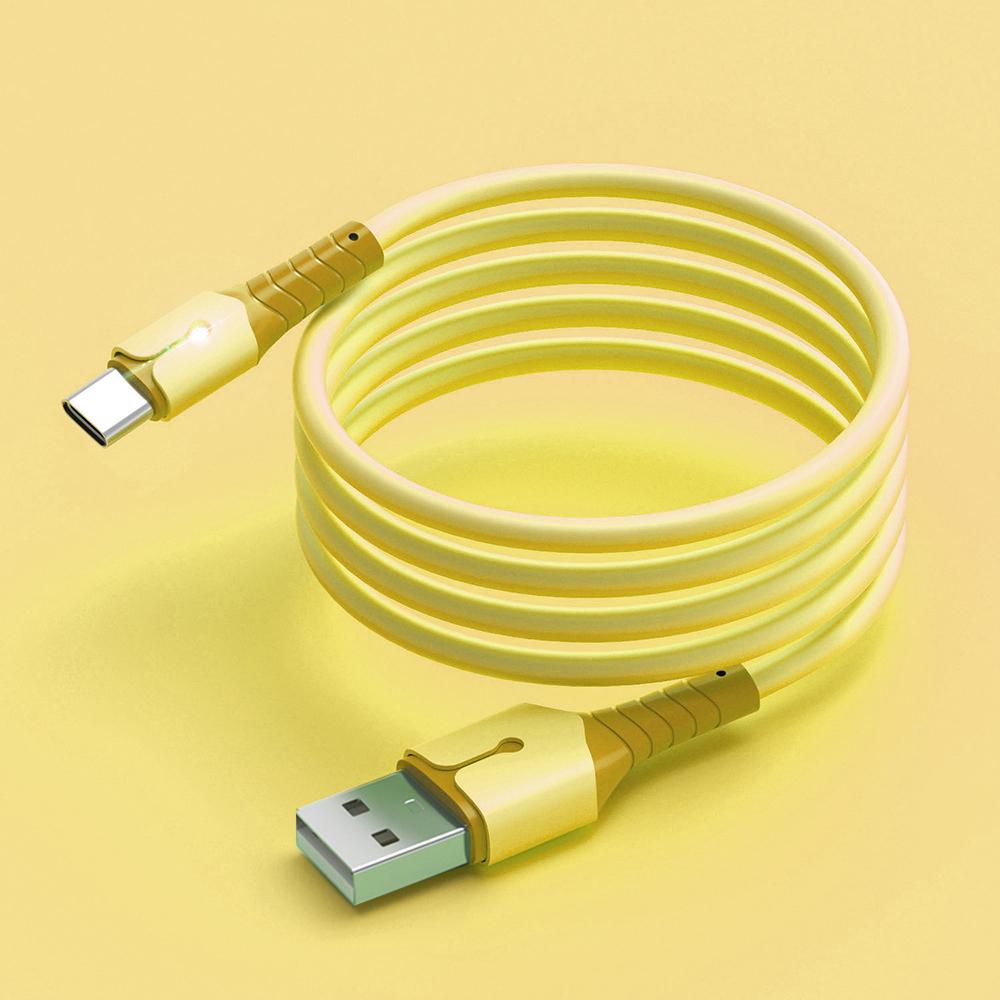 Multi Color lightweight liquid Data Cable Suitable For Android Samsung Type C Fast Charging Cable USB C Phone Silicone Charging 1m жёлтый