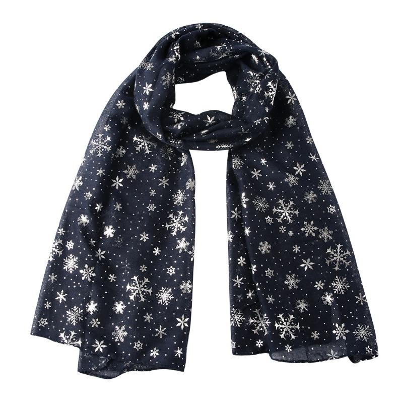Autumn and Winter Scarf Women's New Christmas Gift Snowflake Hot Silver Polka Dot Silk Scarf Cotton Shawl Christmas Scarf