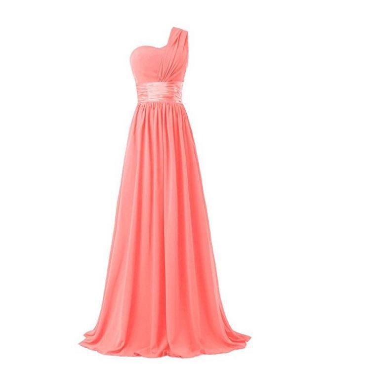 Bridal Wedding Bridesmaid Long Shoulder Banquet Bridesmaid Chiffon Group Dress