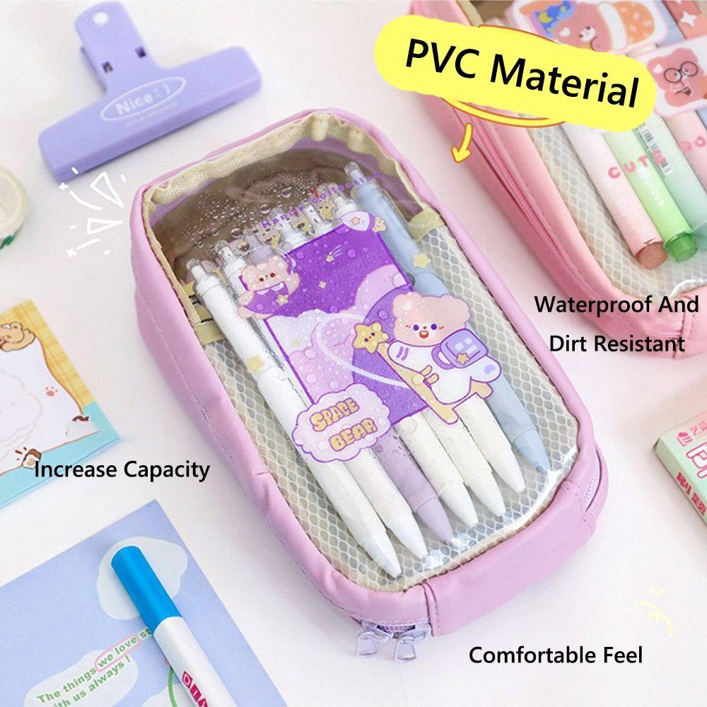 Multilayer Pencil Case Large Capacity Pen Box Cartoon Pen Bag  School Office