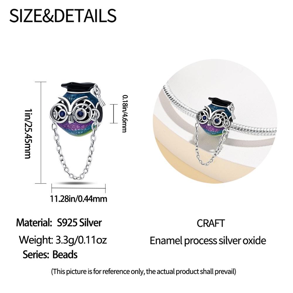 Authentic Charm Bead Charms copper Plated Owl Bachelor Beadwork Bead Charms Compatible With Bracelets Women Jewellery Making Diy Gift