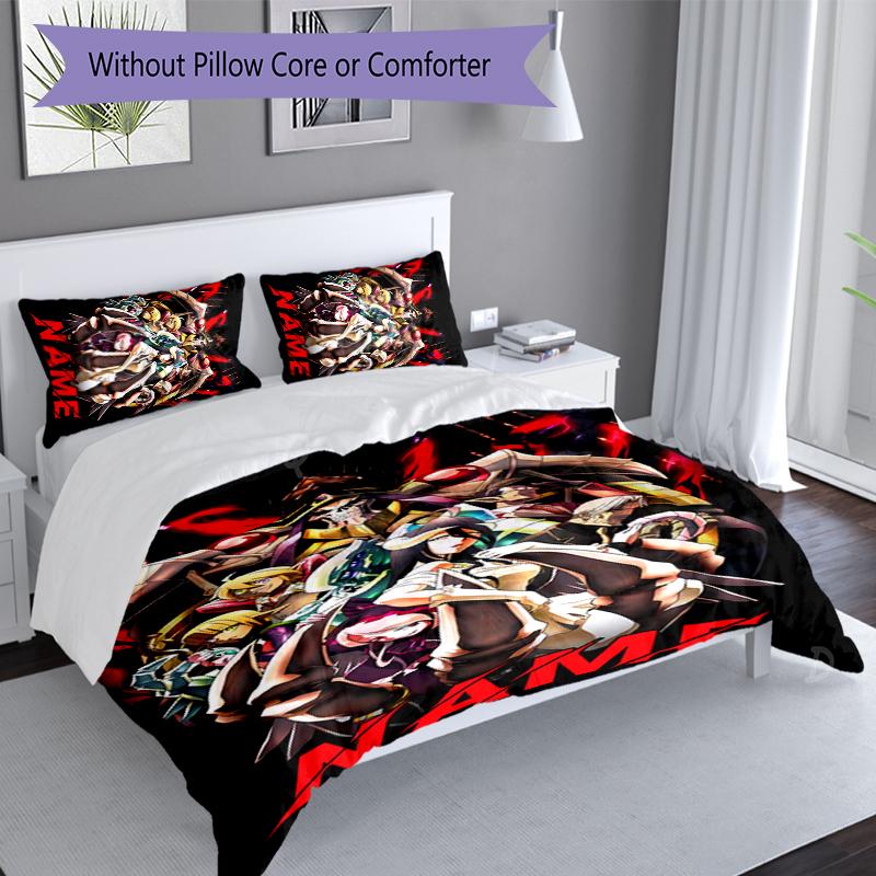 3pcs Custom Name Overlord Bedding Set,Includes 1 Duvet Cover and 2 Pillowcases,All-season Bedroom Decor