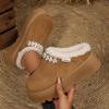 Warm Plush Thick Bottom Outdoor Slippers Women 2025 Winter Chunky Platform Wedge Heel Non Slip Indoor Slippers Furry House Shoes