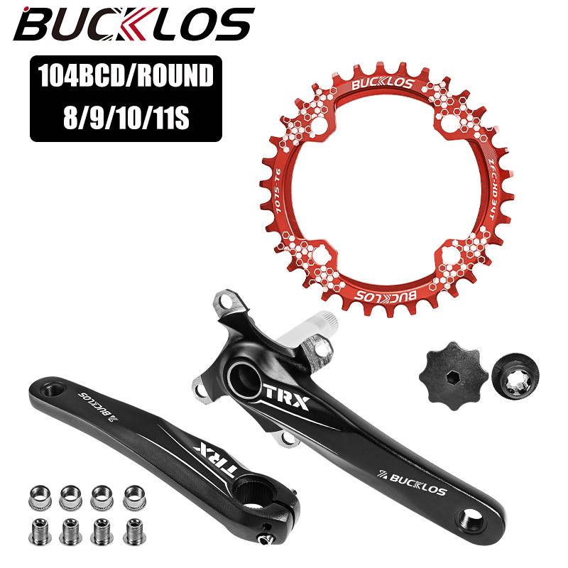 BUCKLOS Bicycle Crankset 104BCD Mountain Bike Crankset 32T 34T 36T 38T 170mm Bicycle Integrated Crank Set Narrow Wide Chainring 32T