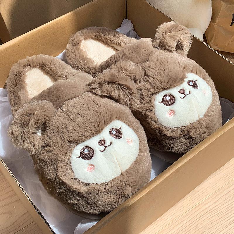 

Хлопковые тапочки осень и зима для дома 2025 новые парные милые теплые пушистые тапочки 44-45 [Suitable for 43-44 feet]