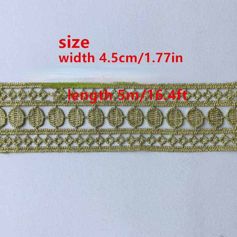 5 m/16,4 ft Spitze Gold Vorhang Trim Band HanMade DIY Nähen Hundertfüßer Zubehör Hochzeit Handwerk Kleidung Party Home Dekoration Krawatten große breite 4,5 cm/1,77 in