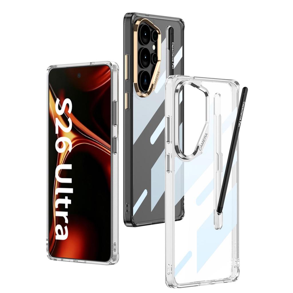 Samsung S26 Ultra Transparent Air Cushion Phone Case with Pen Slot - Ultra-thin, Solid Color, Anti-fall Protective Cover