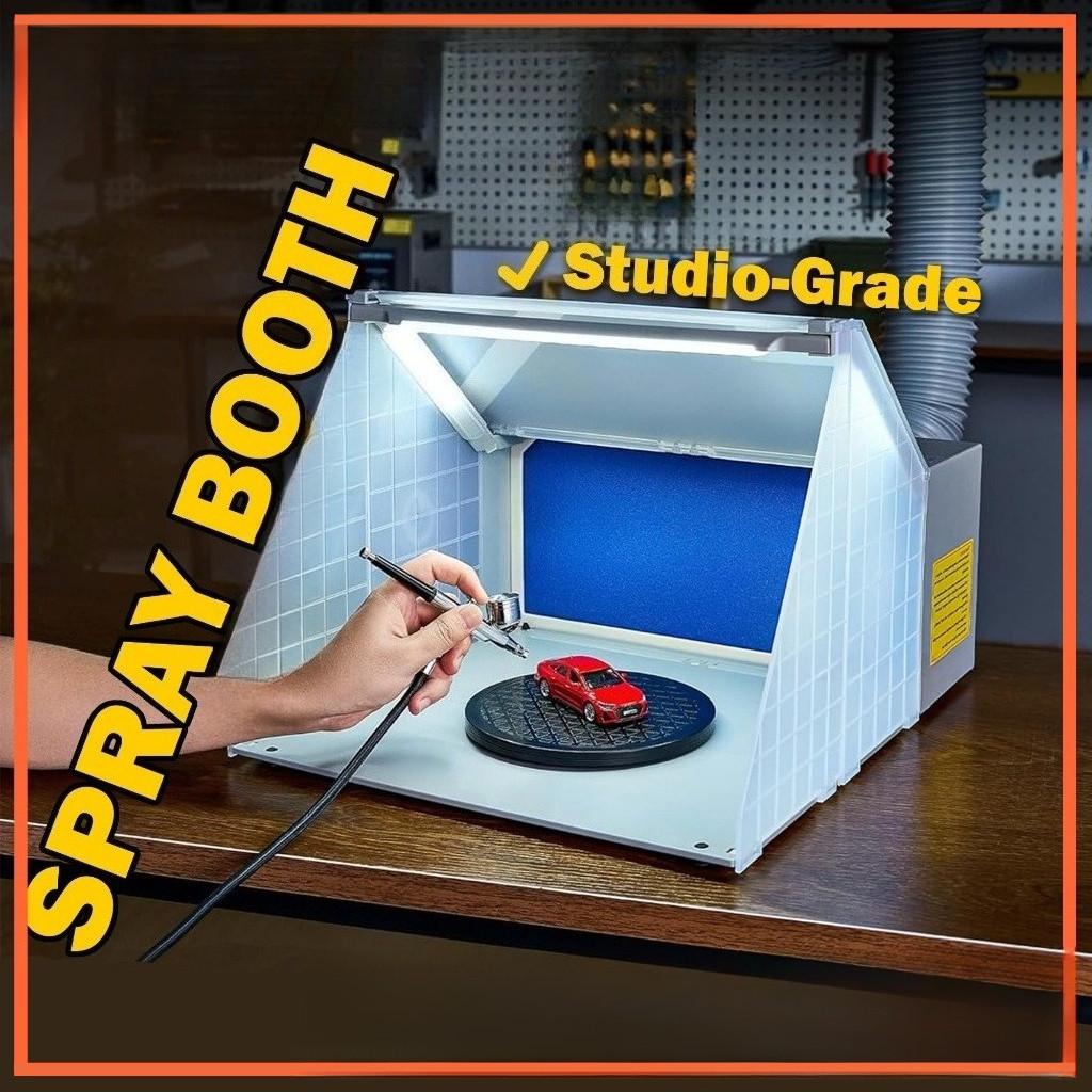 DIY Crafts Paint Coloring Workbench Portable Gundam Miniature Airbrushing Spray Booth with LED Light