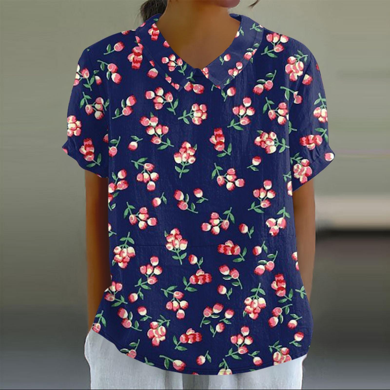 

Топи для жінок Топи з короткими рукавами Жіноча блузка Літні топи Жіноча легка блузка Топи Повсякденний пуловер Футболка Базова сорочка M темно-синього кольору