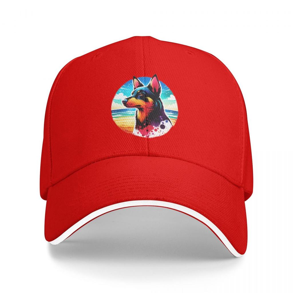 Australian Kelpie Beach Background Baseball Cap Golf Hat Man   Luxury Womens  Outlet 2025 Mens