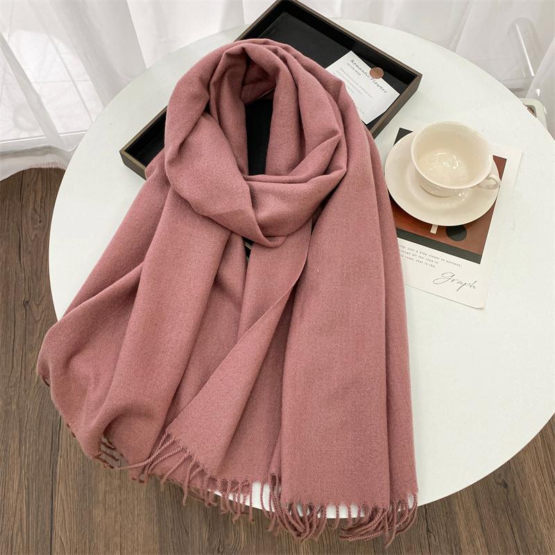 Luxury Brand Solid Women Cashmere Scarf Autumn Winter Warm Shawls Wraps Men Pashmina Tassels Scarves Female Foulard Poncho Stole