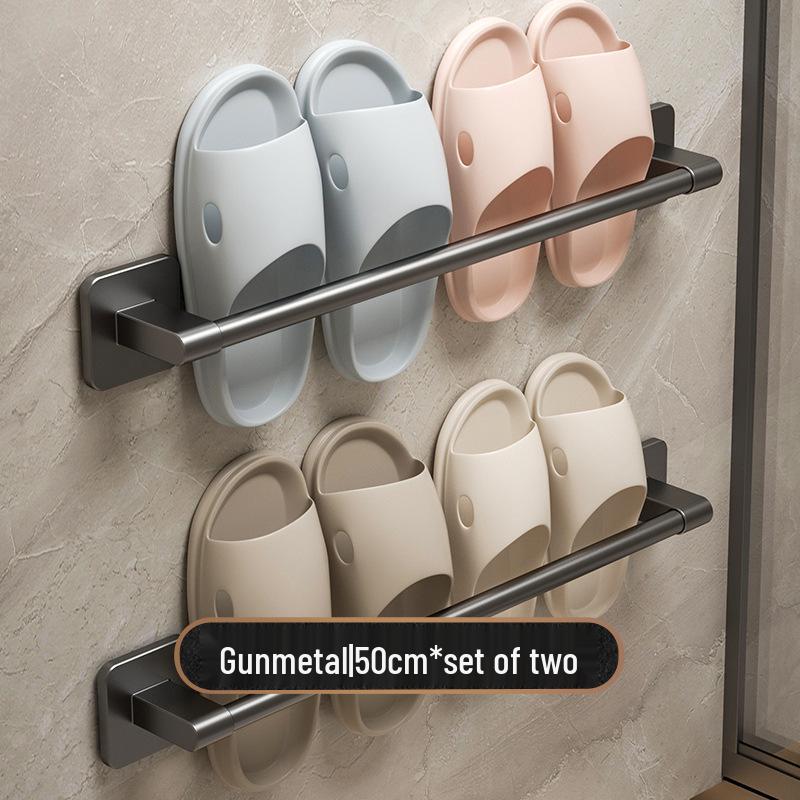 Punch-Free Wall-Mounted Bathroom Slipper Rack and Draining Storage Hanger