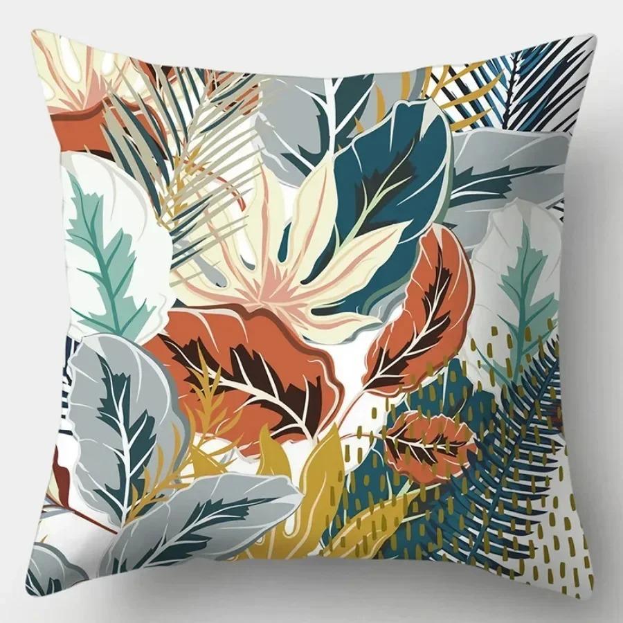 Living Room Luxury Art Home Sofa Simple Cushion Pillowcase Tropical Plant Print Decorative Cushion Cover