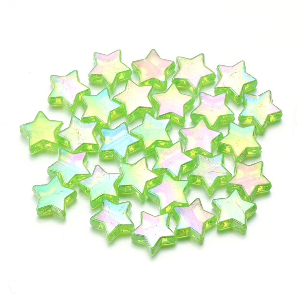 100pcs/Lot AB Plated Pentagram Star Acrylic Beads For Jewelry Making Five Pointed Star Beads DIY Bracelet Necklace Loose Beads