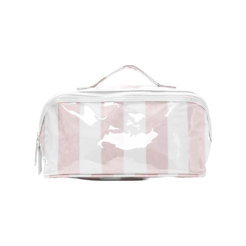 Clear PVC Makeup Case with Carry Handle, Top Closure Toiletry Bag for Bathroom Counter, Daily Packing, Home Use