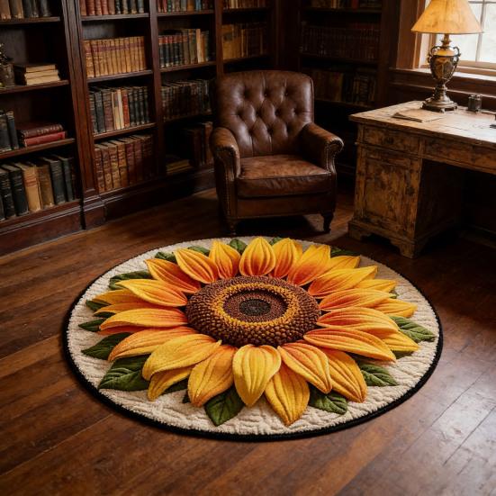 Tapete Floral Visual 3D Tapete Redondo Floral Tapete de Sala de Estar Pavão Tapete de Área Antiderrapante para Quarto Banheiro Porta Cozinha Decoração