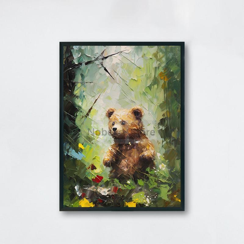 Cute Baby Animal Nursery Posters Cute Wildlife Prints Canvas Oil Painting Woodland Wall Art Pictures Home Kids Room Decoration