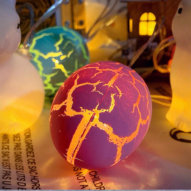20LED New Crackle Colourful Eggs String Lights Easter Party Decoration Hanging Bedroom Ambience Sense Chandelier Decoration No Battery