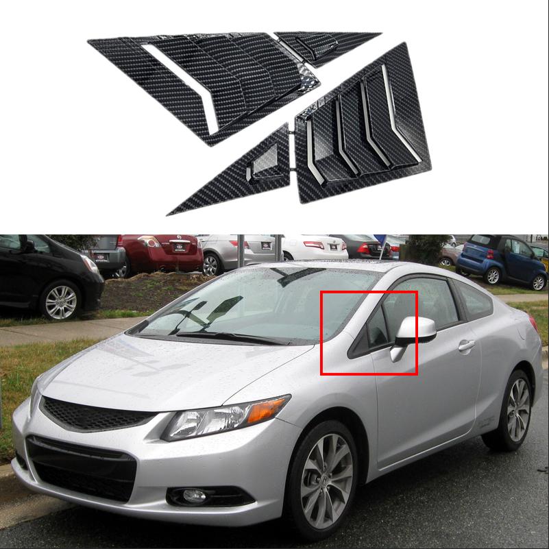 For Honda Civic Sedan 9th 2012-2015 Car Front Window Shutter Carbo Fiber Front Side Triangle Window Blind Louver Accessories Carbon Fiber