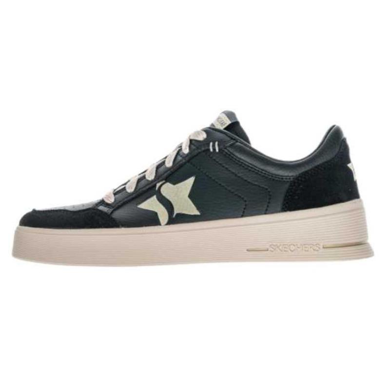 Skechers Hiland Women Leather Retro Low Skate Shoes Black 185176BLK 35