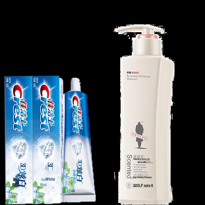 

Crest 3D White Toothpaste & Adolfa Shampoo Bundle