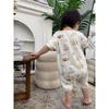Cute Cartoon Cat Print Short-Sleeved Modal Romper for Infants and Toddlers in Summer