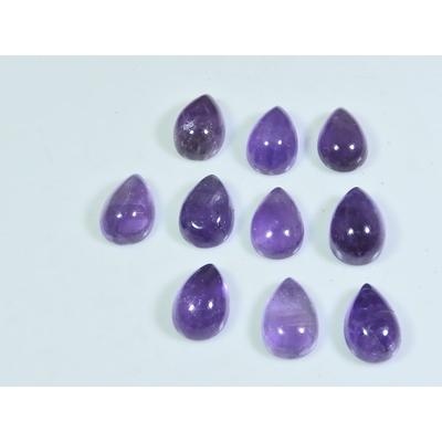 8X12MM Natural Amethst Ring Size Pear Cabochon Loose Gemstone 10Pcs Lot37Cts A-469