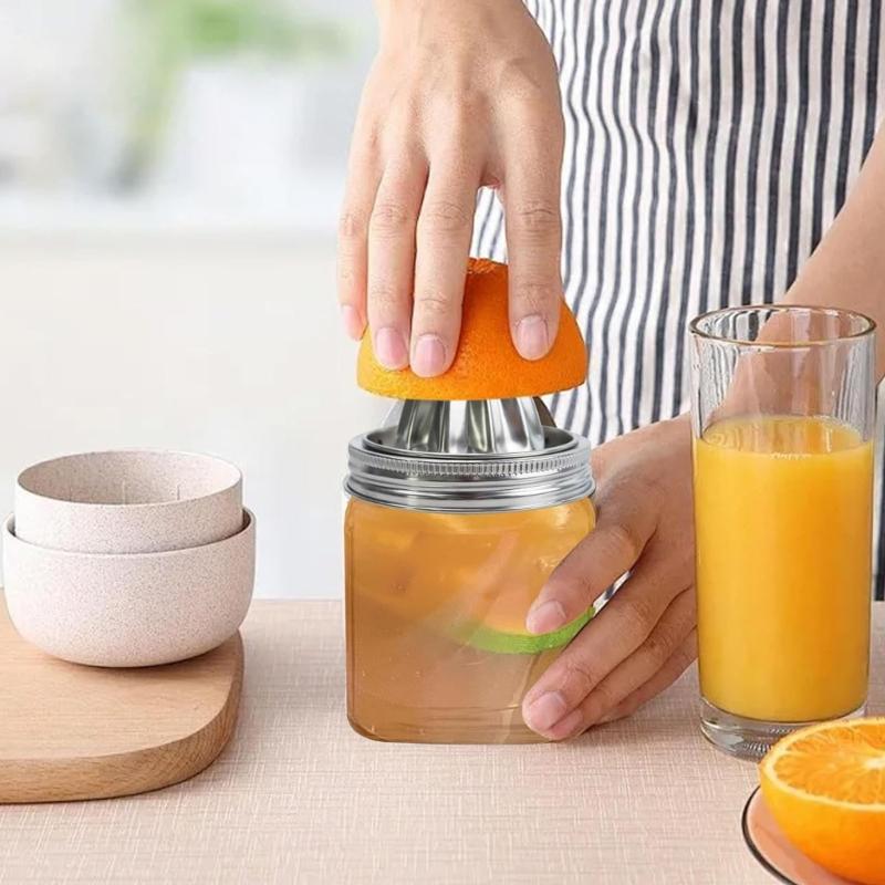 Stainless Steel Citrus Juicer Lid for 3.38inch Mason Jar Dishwasher Safe Manual Fruit Press with Ergonomic Handle
