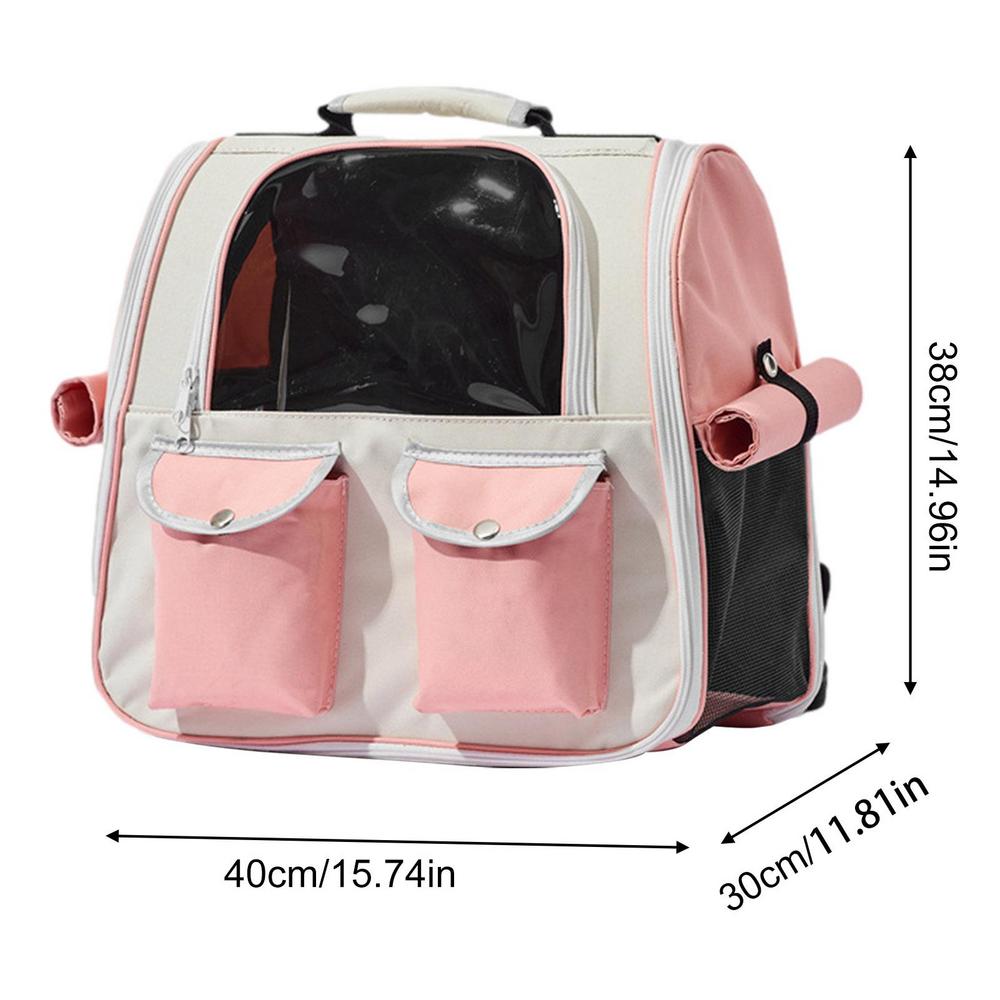 

Pet Backpack Breathable Pet Cat Dog Bag Carrier Backpack Multi-Pocket Small Medium Pets Traveling HikingComfortable Durable розовый