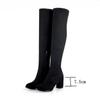 Fashion Faux Suede Boots Leopard Women Sexy Long Boots Over The Knee Thigh High Pointed Toe Chunky Heel Zipper Pull on 43
