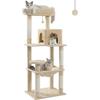 Albero per Gatti Quattro Stagioni con Cuscino in Lana d'Agnello, Tiragraffi in Sisal, Struttura Grande e Giochi per Gatti