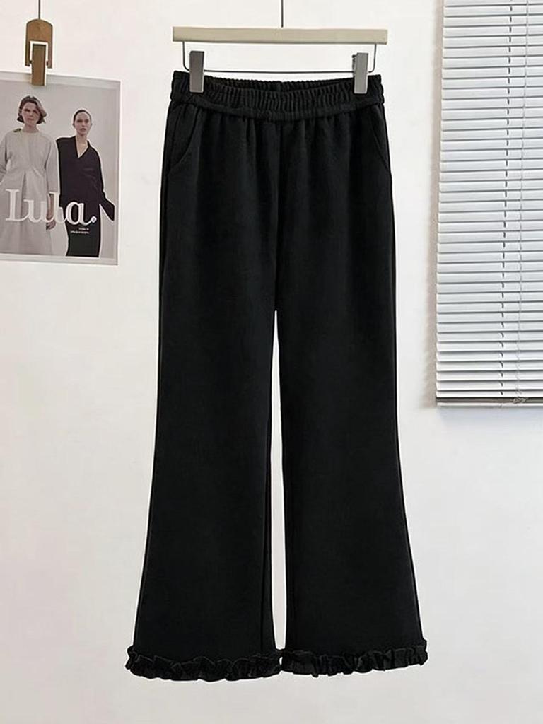 Plus Size Women's Ruffle Lace Casual Pants - Early Spring Niche Design