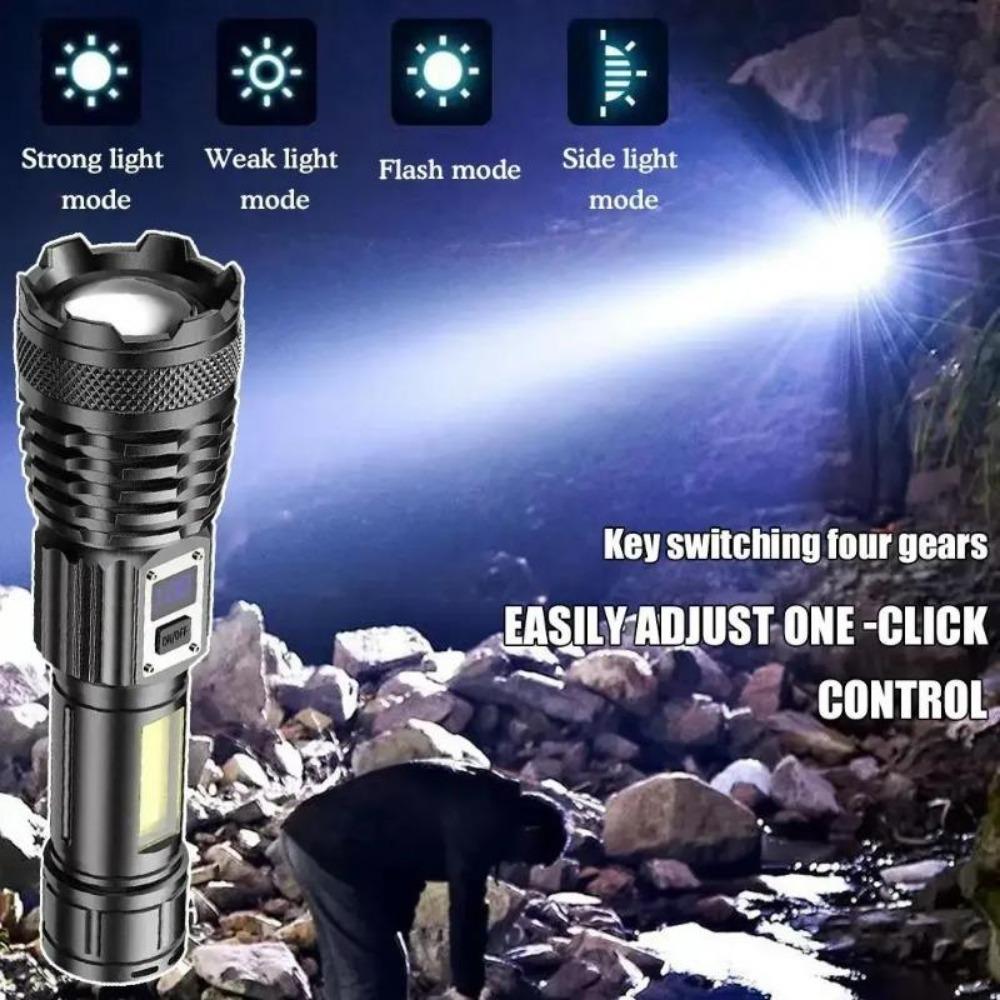 20W Powerful White Laser LED Flashlight Built-in Battery USB Rechargeable Zoom Torch With Power Display Outdoor LED Flashlights