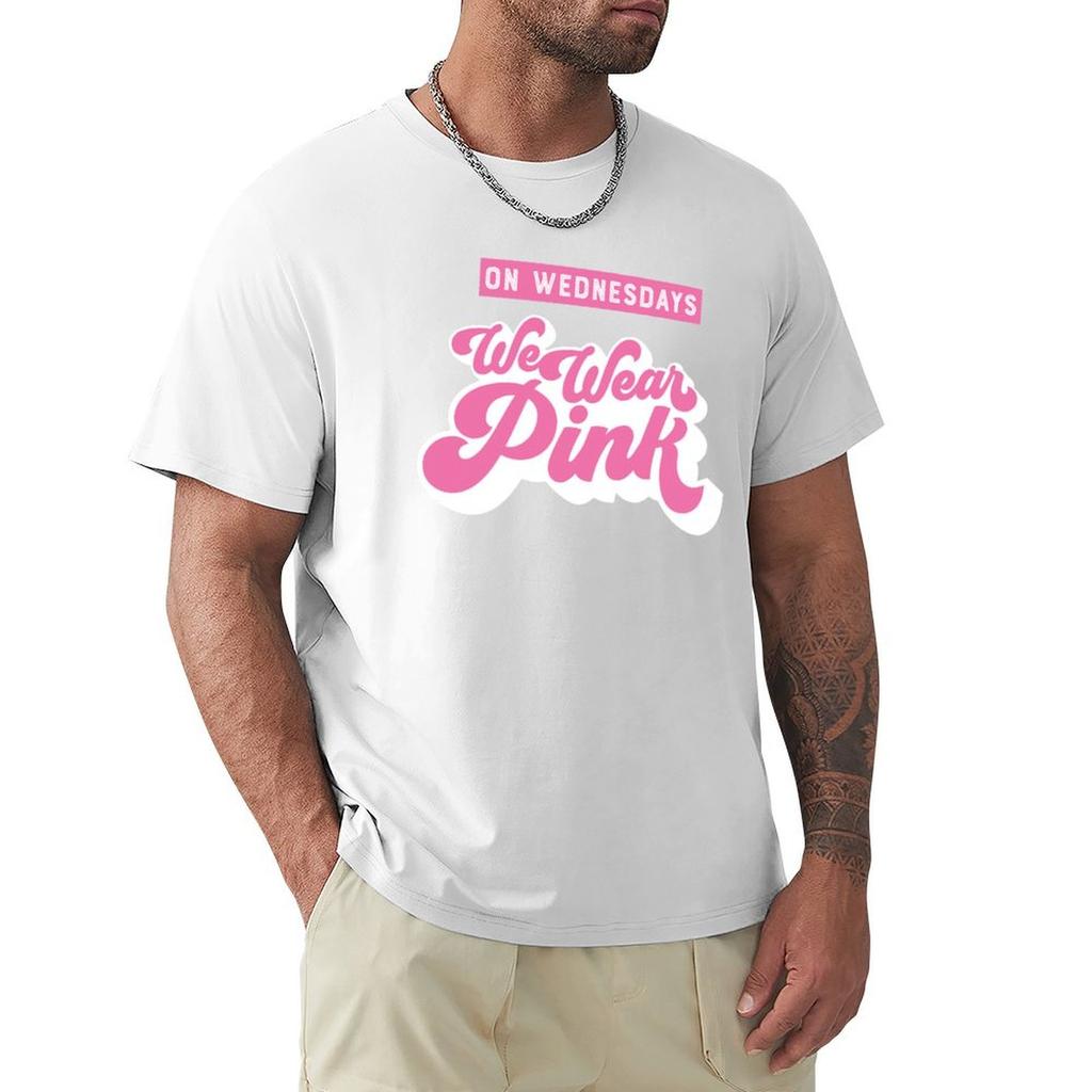 On Wednesdays We Wear Pink T-Shirt Graphic T Shirts Cotton Graphic Tees Plus Size Men Clothing