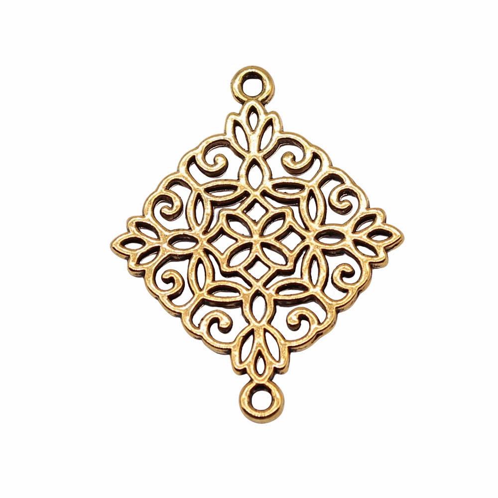 Filigree Diamond Shaped Connectors Ornate Multi Loop Links For Jewelry