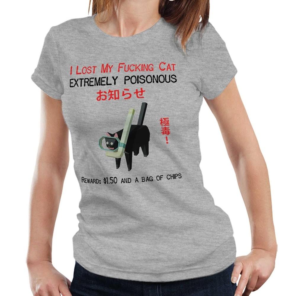 I Lost My Fvcking Cat Tshirt Semi Fitted Ladies Low Poly Funny Meme Cat Lover