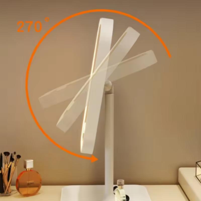 Adjustable 3 Color Light LED Makeup Mirror USB Rechargeable Brightness Cosmetic Mirror 270° Rotation Desktop Vanity Mirror