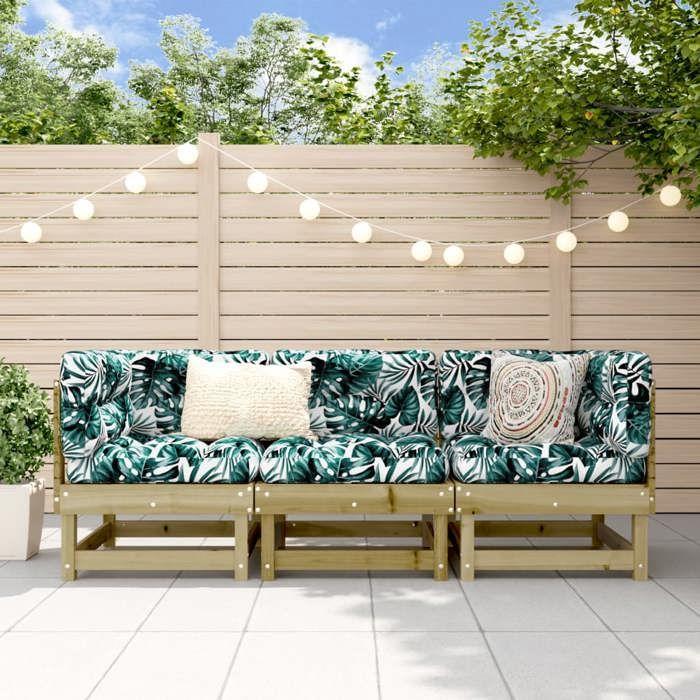 VidaXL Salon de Jardin 3 pcs, Ensemble de Canapés, Sièges avec Dossier et Accoudoir, Meubles de Terrasse Patio Extérieur, 825421