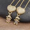 Nidin Luxury Fashion Girls Boys Inlaid Crystal Zircon Pendant Romantic Heart Necklace Exquisite Mother's Day Jewelry Gift
