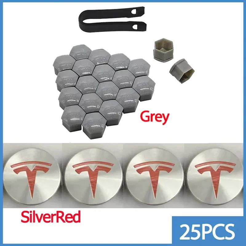 

Car Sticker Tesla 25pcs 29pcs Per Set 56mm Car Wheel Center Hub Caps for Tesla Model 3 Y S X Tire Valve Cap Lug Nut Protective C