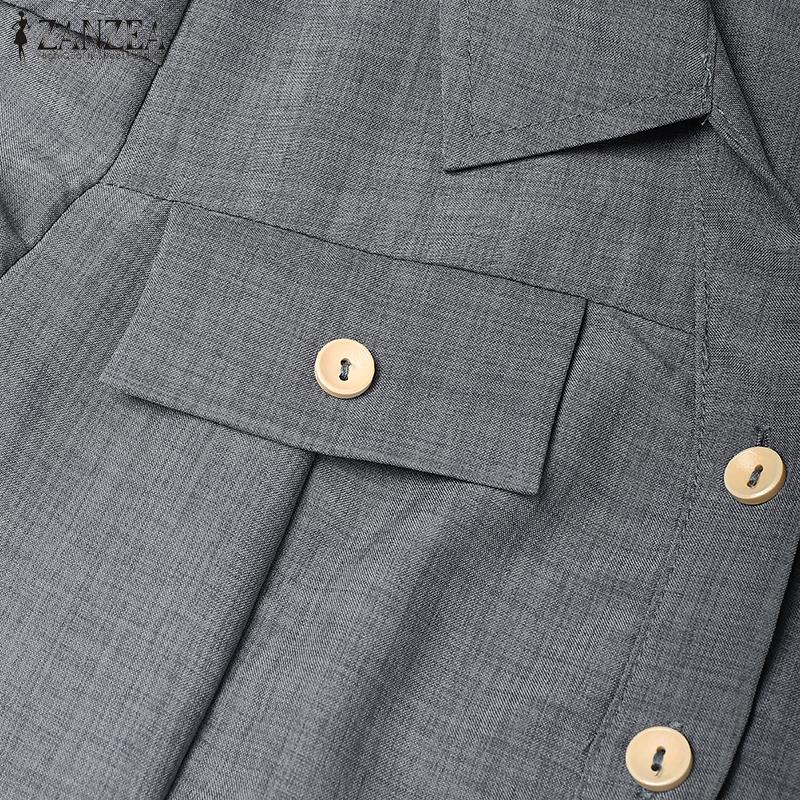 ZANZEA Women Classic Collar Summer Casual Short Sleeve Dress