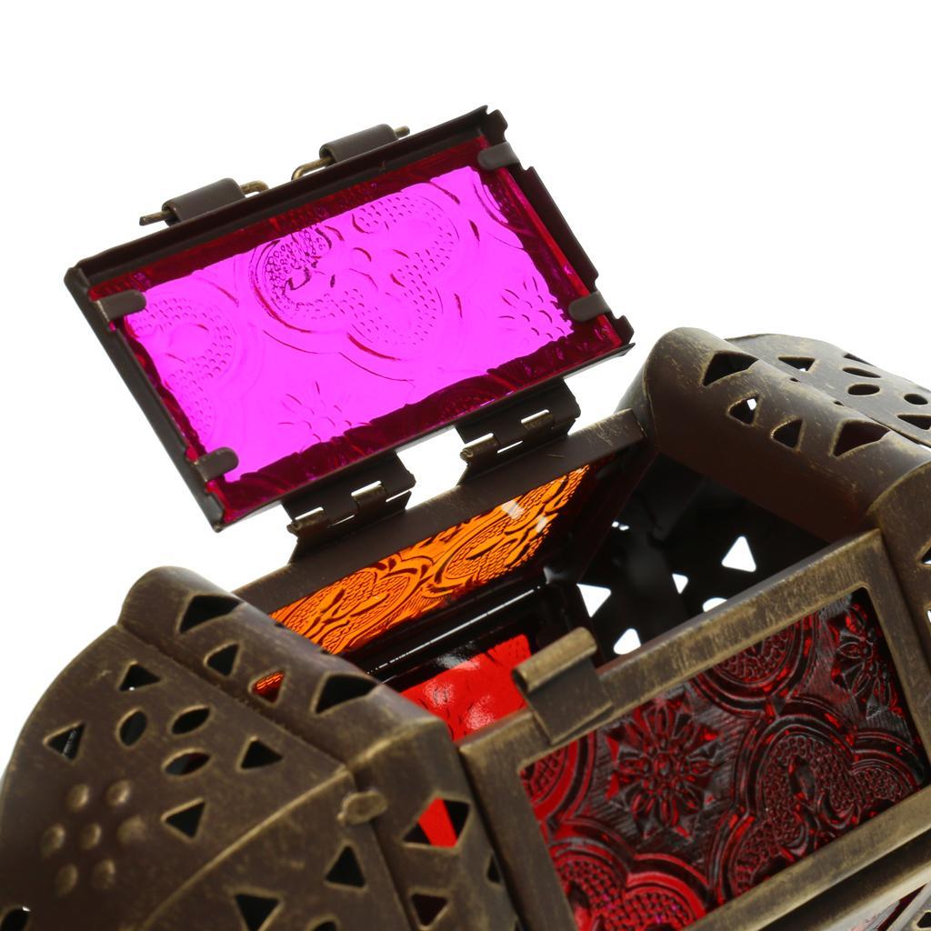 Retro Iron Hanging Candle Lantern Windproof Tealight Holder Decorative Candlestick for Party and Coffee Shop