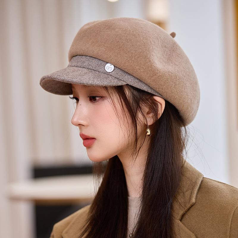 

Шерстяной Теплый Берет Женский Осенне-Зимний Литературный и Ретро Утепленная Шляпа Художника One Size