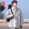 Men's American Style Retro Striped Oxford Casual Shirt